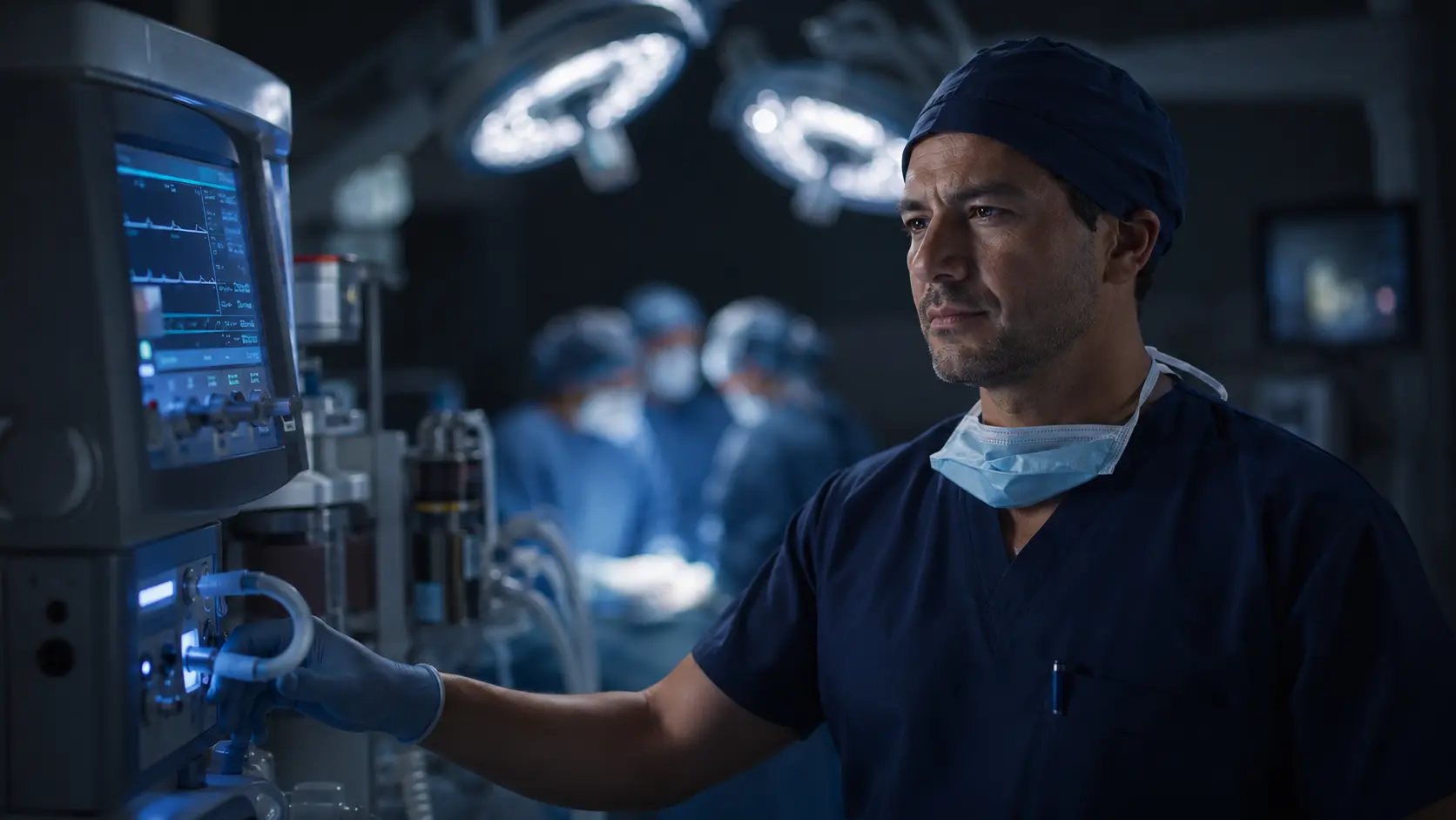 Especialista médico en un quirófano equipado